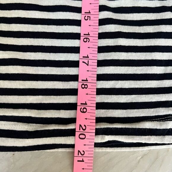 Lumiere striped navy/white ruffle sleeves top cotton/linen size L - Picture 7 of 7